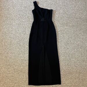 BCBGMaxAzria Kauri One-Shoulder Crepe Evening Maxi Dress - Black